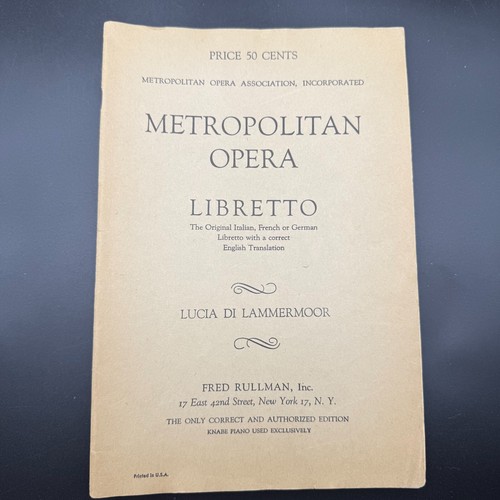 Metropolitan opera libretto - opera,